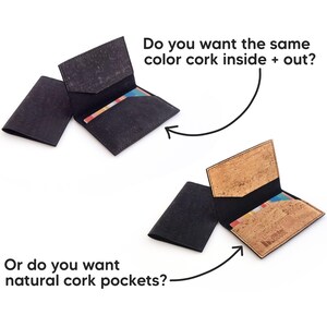 Credit card holder. Small card wallet made of black cork fabric. Small business card case. image 6
