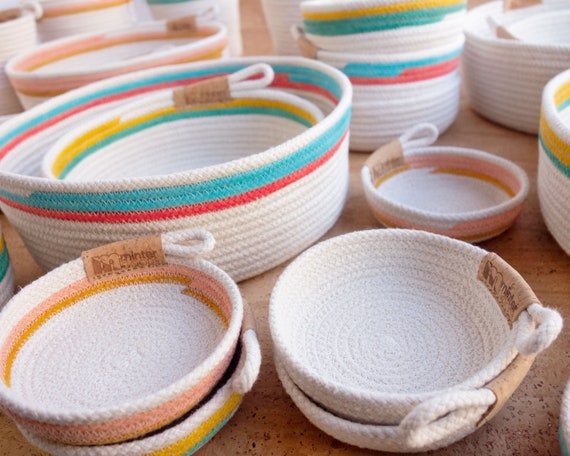 Rope Bowls, Various Sizes. Storage Bowls Made of Cotton Clothesline. Entry  Way Basket. 