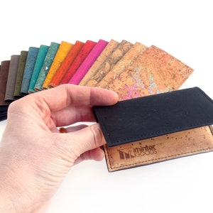 Cork business card case, many colors. Business card holder. Vegan leather wallet. Minimalist and slim. image 8