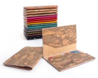 Natural business card holder. New job gift, cork leather minimal wallet. Gift card folder.