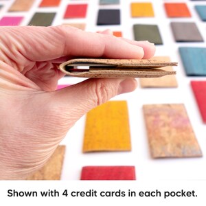 Credit card holder. Small card wallet made of black cork fabric. Small business card case. image 4