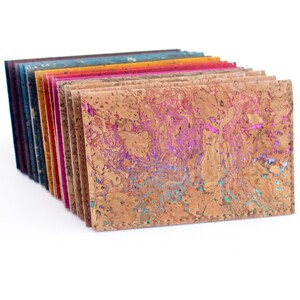 Credit card holder. Small card wallet made of black cork fabric. Small business card case. image 10