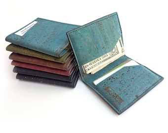 Fabric wallet. Minimal cork card case, fold wallet. Great for gift cards and credit cards.