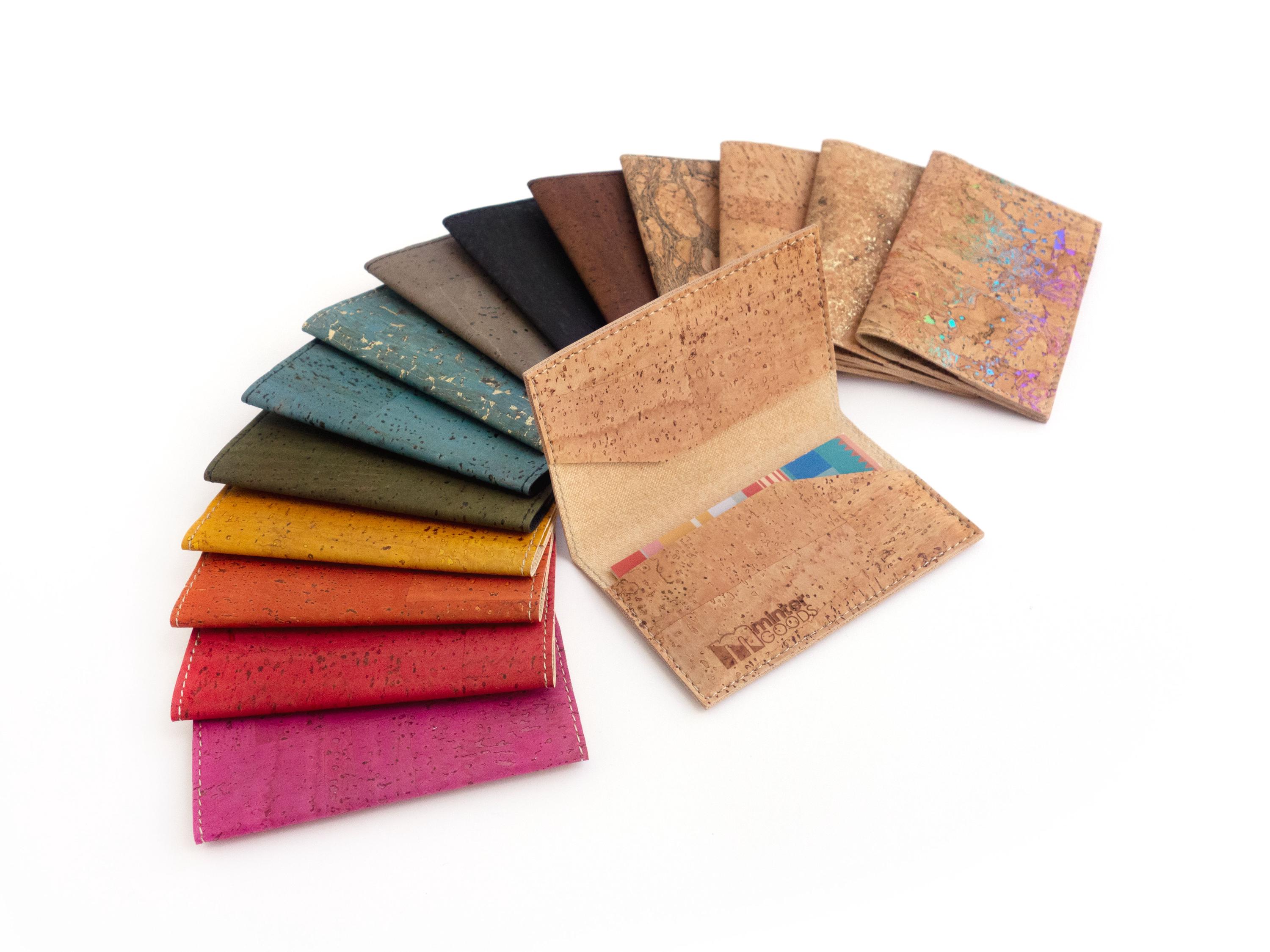 Cork business card case, many colors. Business card holder. Vegan leather wallet. Minimalist and slim.