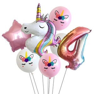 Unicorn Birthday Balloon | Unicorn Foil Balloons |Girls Birthday Party Decoration | Balloon number | 4th Birthday Balloon| Party Decor