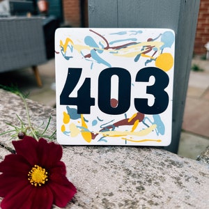 House Number | Custom Door Number |Door Sign | Door Plaque Concrete Look Eco Jesmonite Home Decor | Splash Door Sign Colorfull