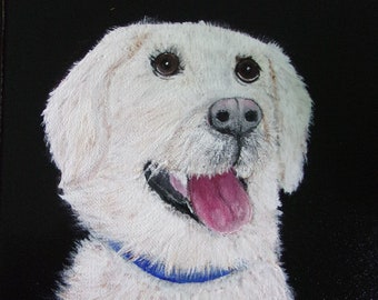 Pet Portrait Painting Framed, Original Dog Portrait on Canvas, Pet Loss Gift, Custom Dog Portrait, Pet Dog Painting, Gift for Dog Lover
