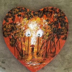 Summer Meadow Heart Shaped Canvas Painting 