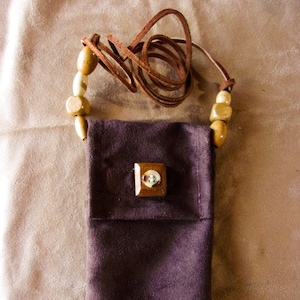 Cell Phone Crossbody Bag, Brown Faux Suede Purse, IPhone Case Shoulder Bag, BROWN Phone Pouch with Long Strap, Gift for Her