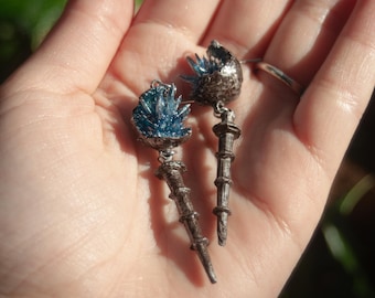Orecchini a bastone con pietra scintillante di Lusats, fan art dell'anello Elden, gioielli per cosplay