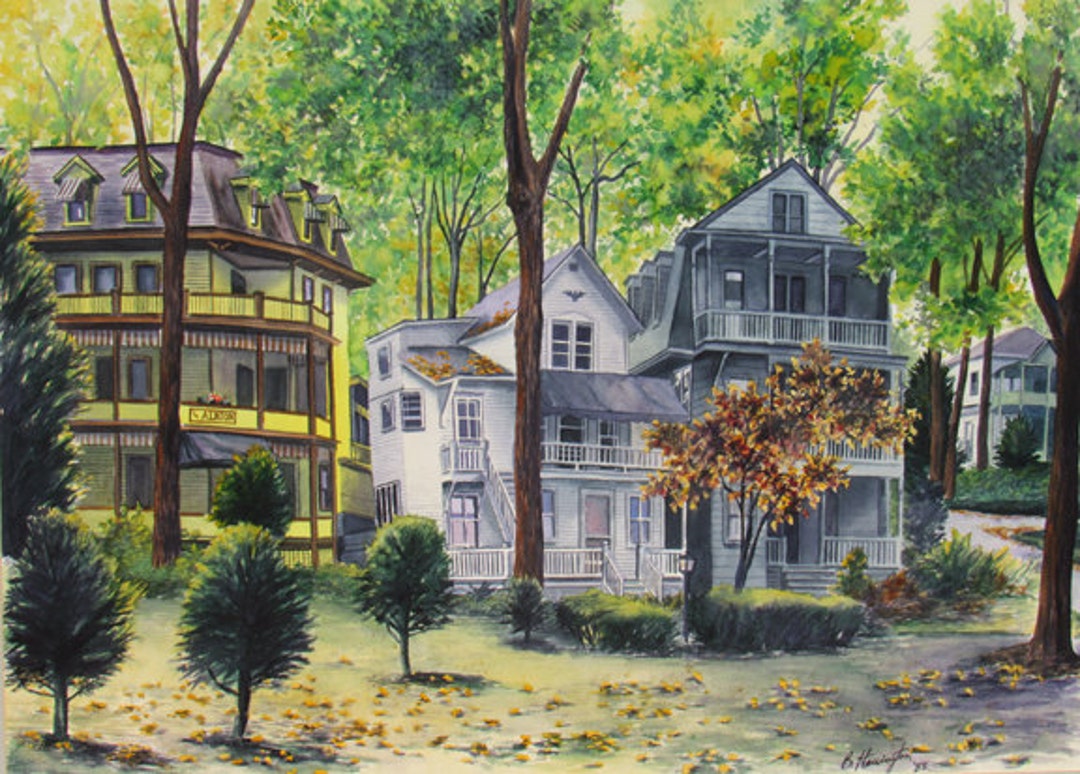 Chautauqua Watercolor Landscape the Three Sisters Etsy