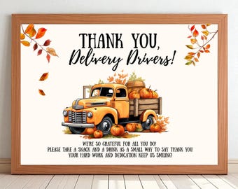 Editable Fall Delivery Driver Thank You Sign: Printable Porch Decor (8x10, Digital Download)