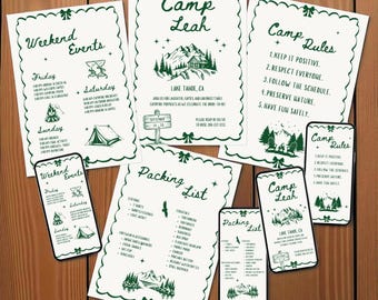 Camp Bachelorette Canva Template: Glamping Party Printable (Digital Download)