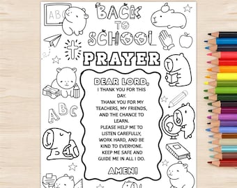 Capybara Back To School Prayer Coloring Page: Christian Kids Activity (Digital Download)