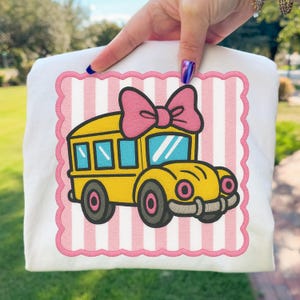 School Bus PNG Bow Applique Patch Back to School Sublimation Design