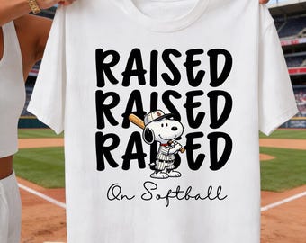 Raised On Baseball PNG, Cartoon Dog Batter Design, Youth Sports Tee, DTF Sublimation Printable