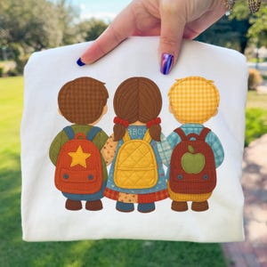 Back to School Kids PNG Retro Patchwork Klassenzimmer Sublimationsdesign