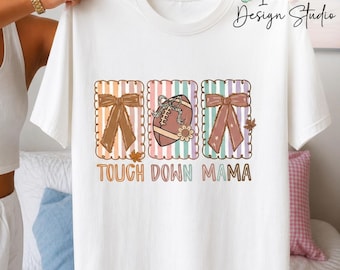 Touch Down Mama Football PNG, Pastel Game Day Shirt Design (Sublimation Printable)