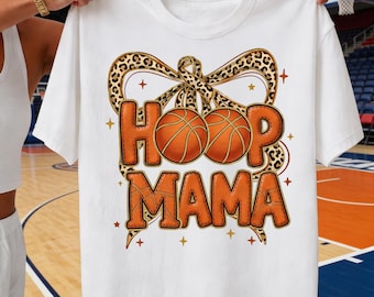 Hoop Mama PNG, Basketball Mom Leopard Game Day Design (Sublimation Printable)