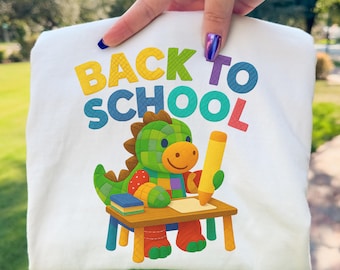 Terug naar school dinosaurus patchwork pluche sublimatieontwerp voor kinderen