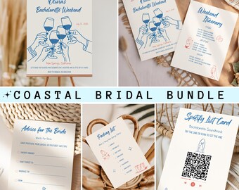 Coastal Bachelorette Invitation Template: Beach Bridal Shower, Nautical Theme (Canva Editable, Digital Download)