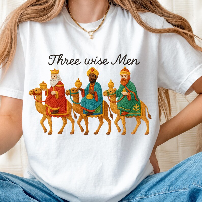 Three Wise Men Embroidery PNG Nativity Faux Yarn Art - Etsy