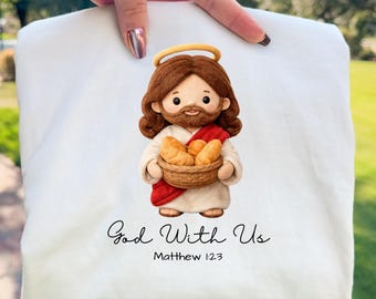 God With Us Christian Illustration PNG, Matthew 1:23 Faith Artwork (Digital Download)