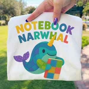 Cuaderno Narval PNG Diseño de sublimación de ballena patchwork para manualidades escolares