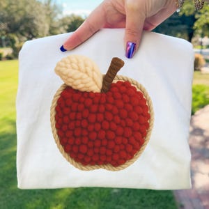 Teacher Apple PNG Plush Patchwork Rope Applique Sublimation Design