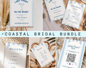 Coastal Bachelorette Invitation Canva Template: Nautical Bridal Shower, Beach Weekend (Digital Download)