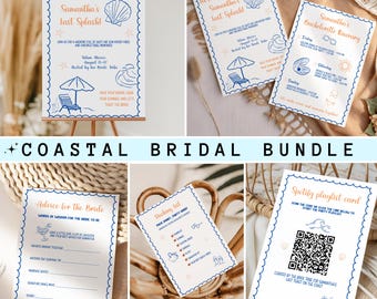 Coastal Bachelorette Invitation Template: Beach Bridal Shower Canva Bundle (Digital Download