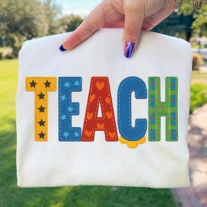 Patchwork leren png retro leraarbrieven klaslokaal terug naar school sublimatieontwerp