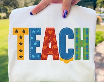 Nauczanie Patchwork PNG Retro Nauczyciel Listy Klasa Powrót do Szkoły Projekt Sublimacji