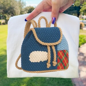 Teacher Backpack PNG Plush Patchwork Rope Applique Sublimation Design