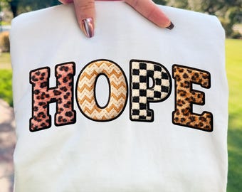 Hope Faux Embroidery PNG : Textured Patchwork Letter Design (Digital Download)