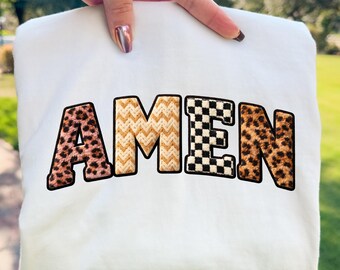 Amen Faux Embroidery PNG : Stitched Faith Word Art (Digital Download)