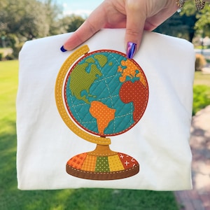 Leraar wereldbol patchwork retro klaslokaal wereldkaart terug naar school sublimatieontwerp PNG