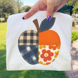 Teacher Apple Patchwork PNG Retro Back to School Sublimation File