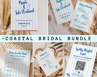 Coastal Bachelorette Invitation Template: Beach Bridal Shower, Editable Canva (Digital Download
