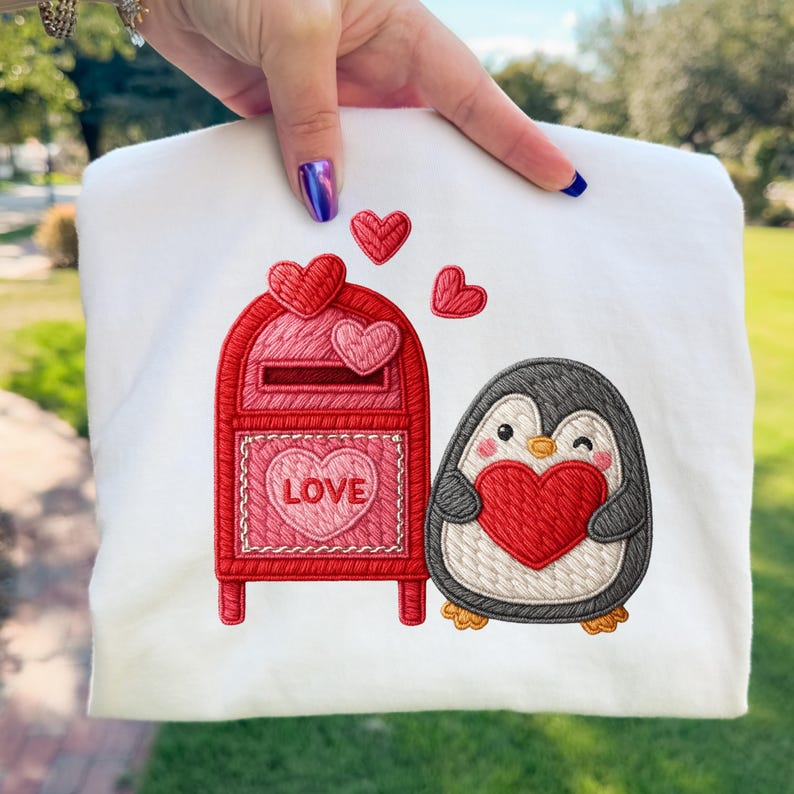 Penguin Mailbox PNG Embroidery Valentine Sublimation Design - Etsy
