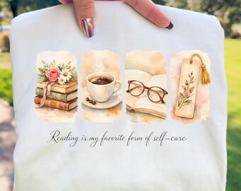 Bookish Self Care Watercolor PNG: Cozy Reading Clipart (Digital Download)