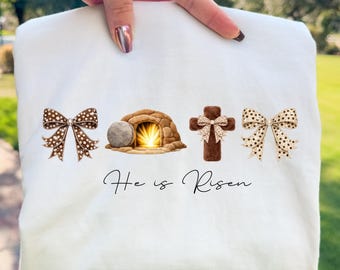 Easter Christian Resurrection PNG : He Is Risen Empty Tomb Cross Design (Digital Download)