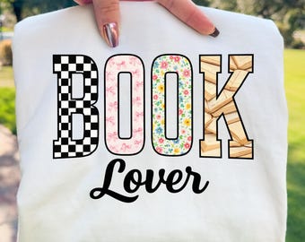 Book Lover Pattern Letters PNG | Bookish Typography Design (Digital Download)
