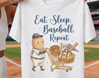 Eat Sleep Baseball Repeat PNG, Peanut Player Sports Fan Design (Digital Download)