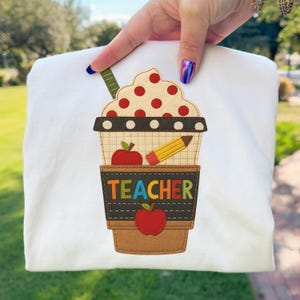 Lehrer PNG Patchwork Applikation Kaffeetasse Bunte Lehrer Sublimation Back to School Design