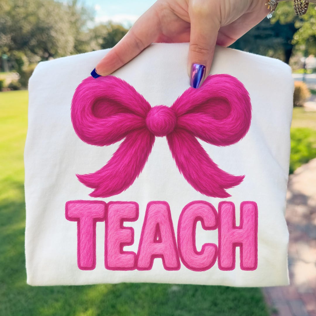 Teach PNG Pink Bow Fur Texture Sublimation Design - Etsy