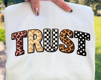Trust Faux Embroidery PNG : Stitched Faith Word Art (Digital Download)