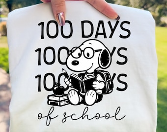 100 Days of School PNG Cartoon Reading Dog Student Design