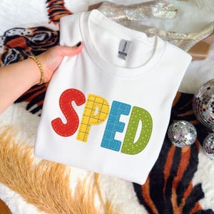 SPED Patchwork PNG Retro Special Education Teacher Classroom Back to School Sublimation Design