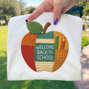 Back to School PNG Patchwork Apple Teacher Sublimation Design
